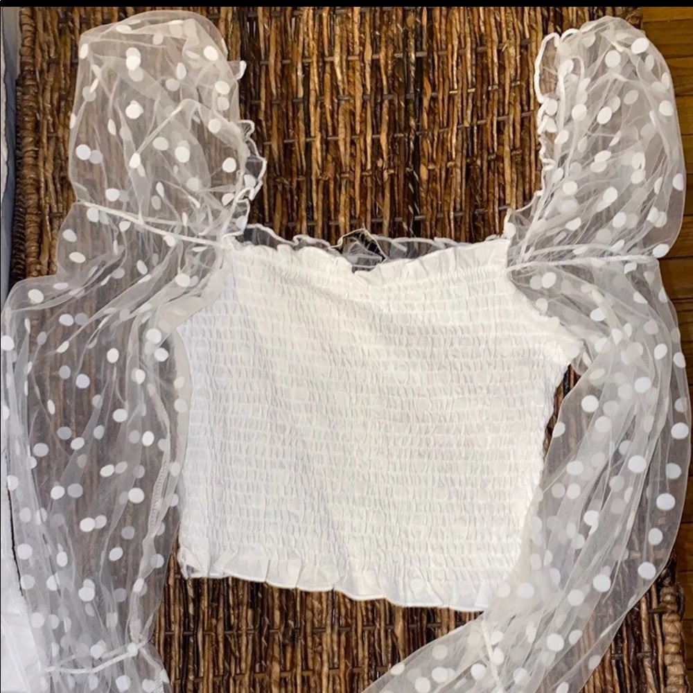 Cute white polka dot top